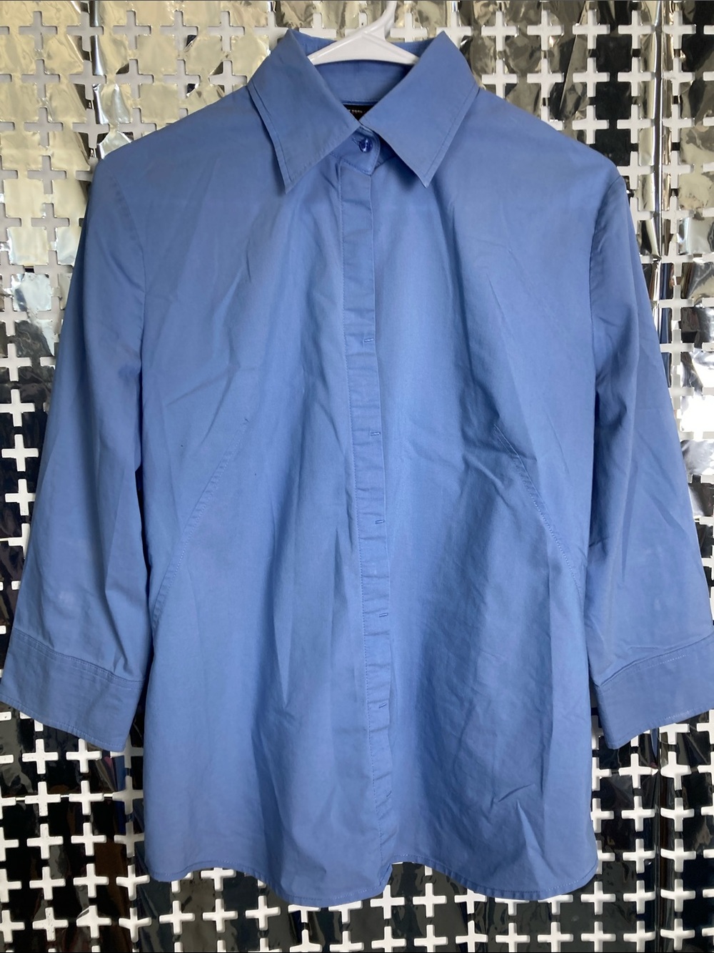New York & Company Blue Button-Up Dress Shirt